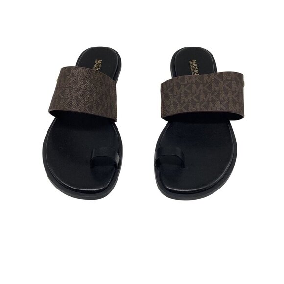Michael Kors August Flat Sandals Women’s Slip-On Size 6.5M Brown and Black - Picture 1 of 16